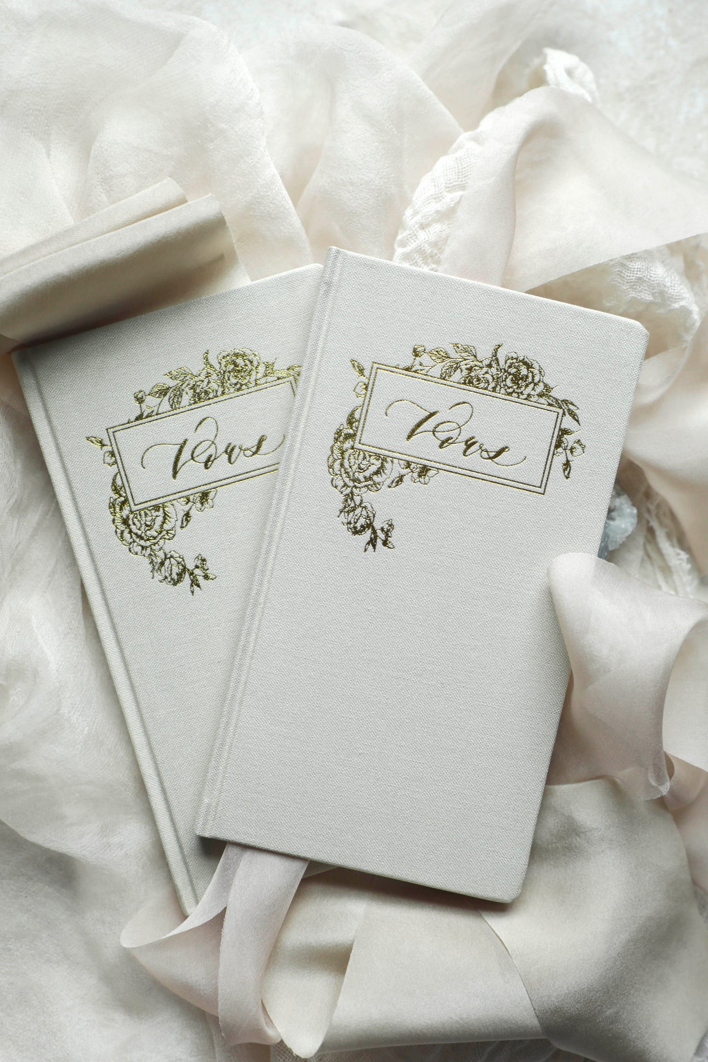 Wedding Vow Books with Gold Foil Press in Linen Cover -Pair of 2 / Linen Color
