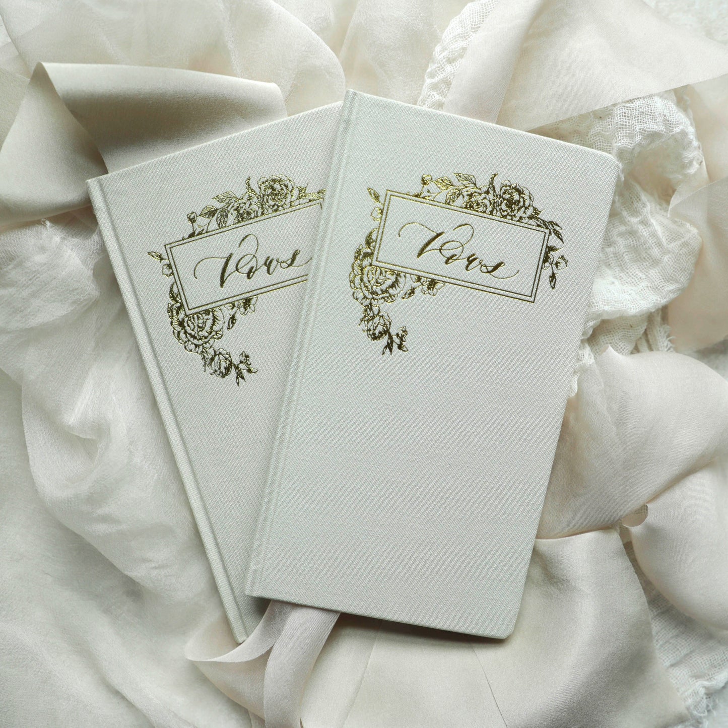 Wedding Vow Books with Gold Foil Press in Linen Cover -Pair of 2 / Linen Color