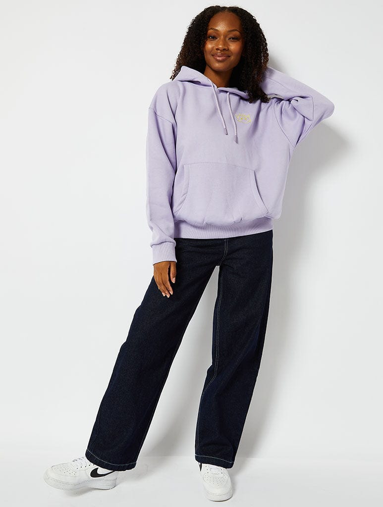 Wanted Motivation Oversized Hoodie in Lilac
