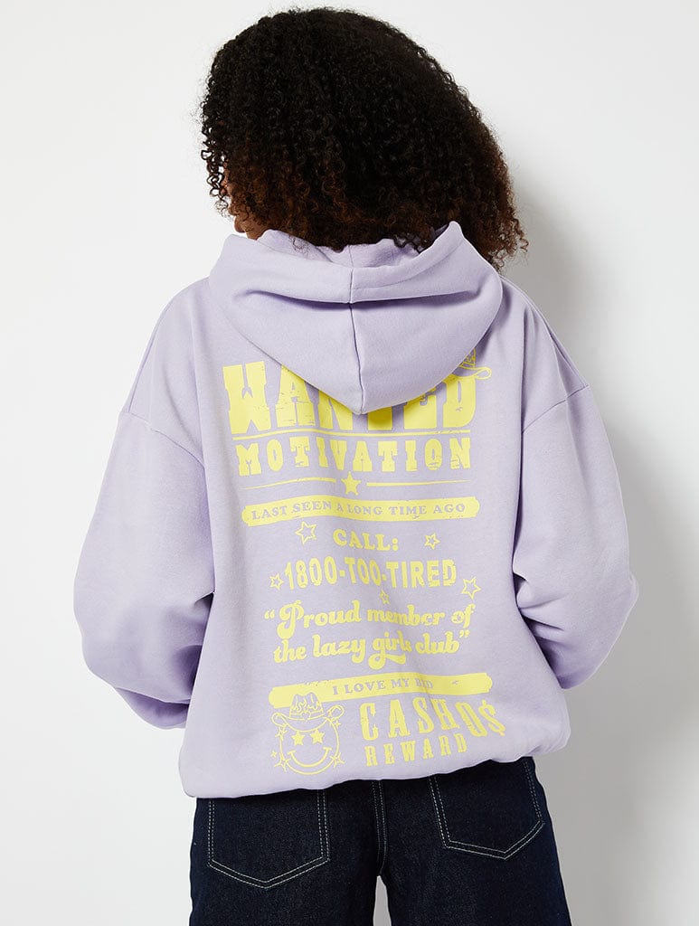 Wanted Motivation Oversized Hoodie in Lilac