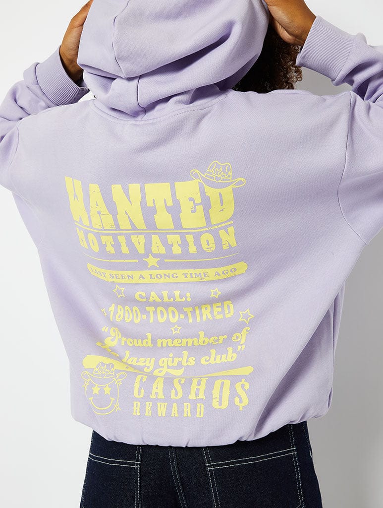 Wanted Motivation Oversized Hoodie in Lilac