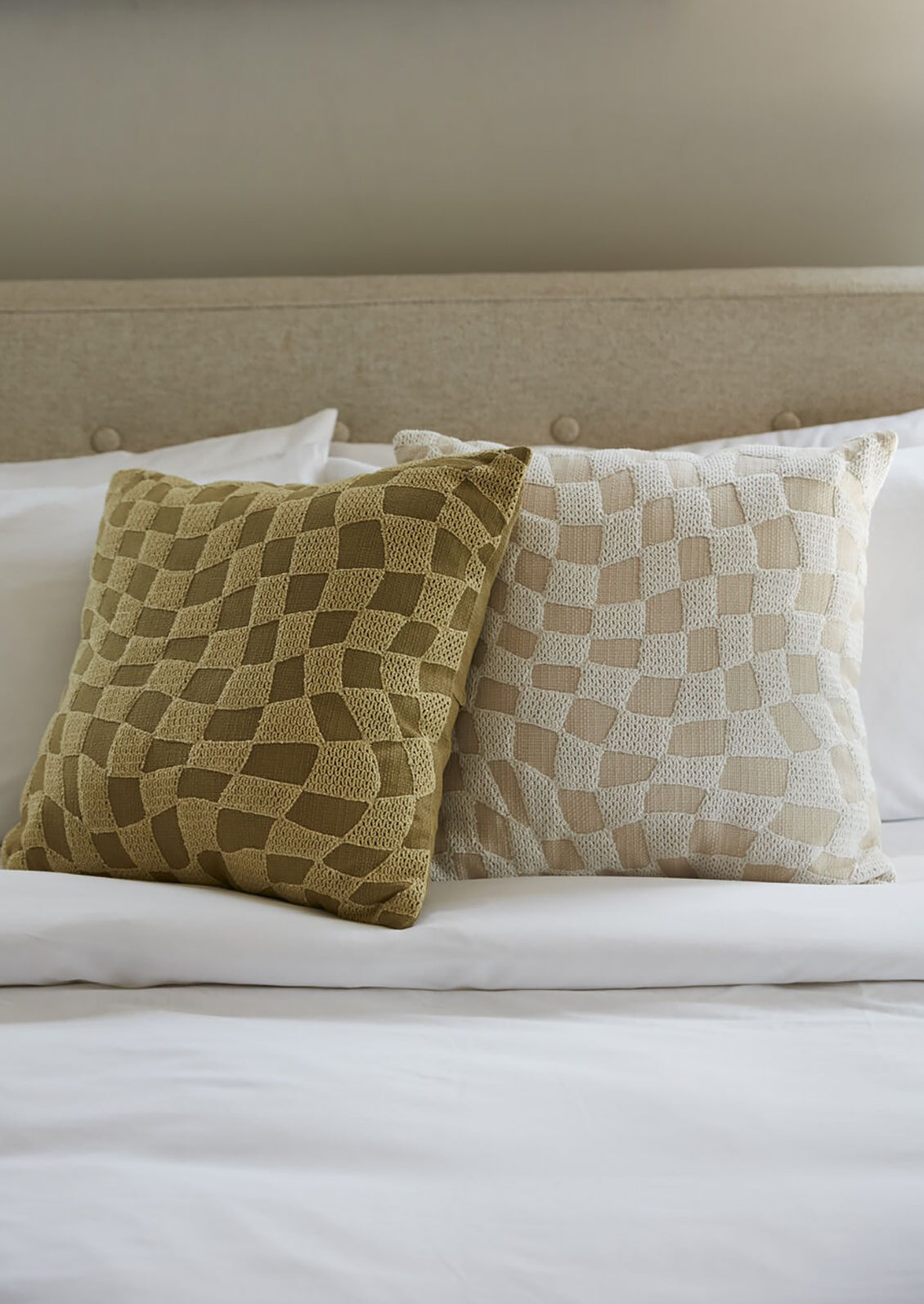 Wavy Checker Embroidered Pillow