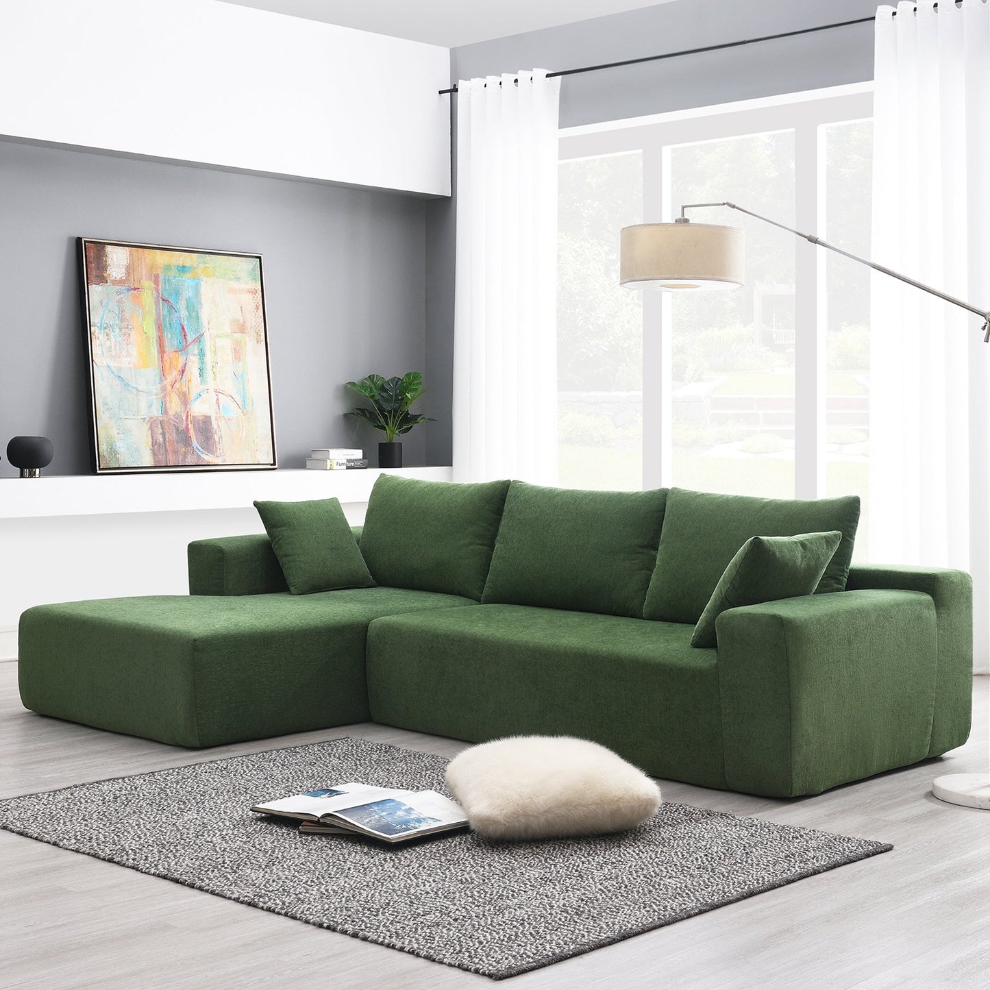 Wesley 2 Piece L Shaped Sectional Sofa with 2 Pillows