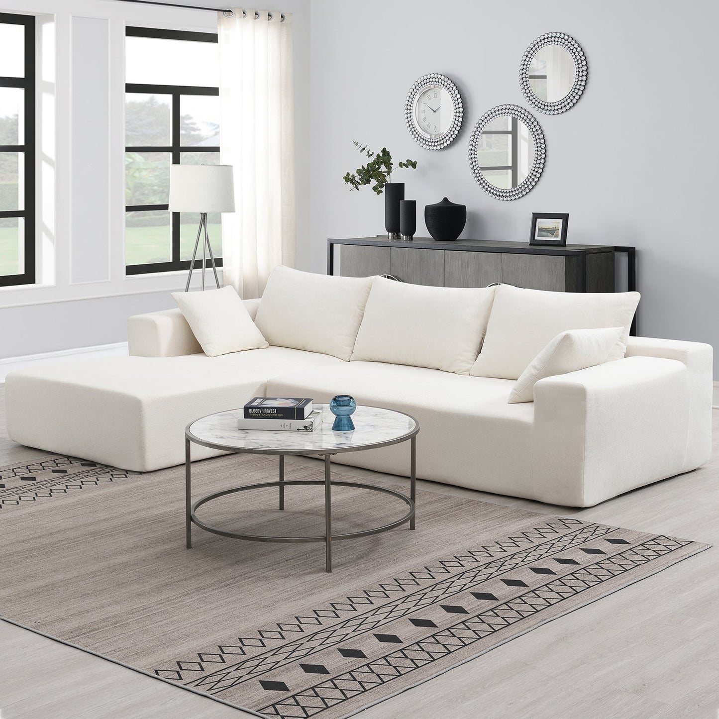 Wesley 2 Piece L Shaped Sectional Sofa with 2 Pillows