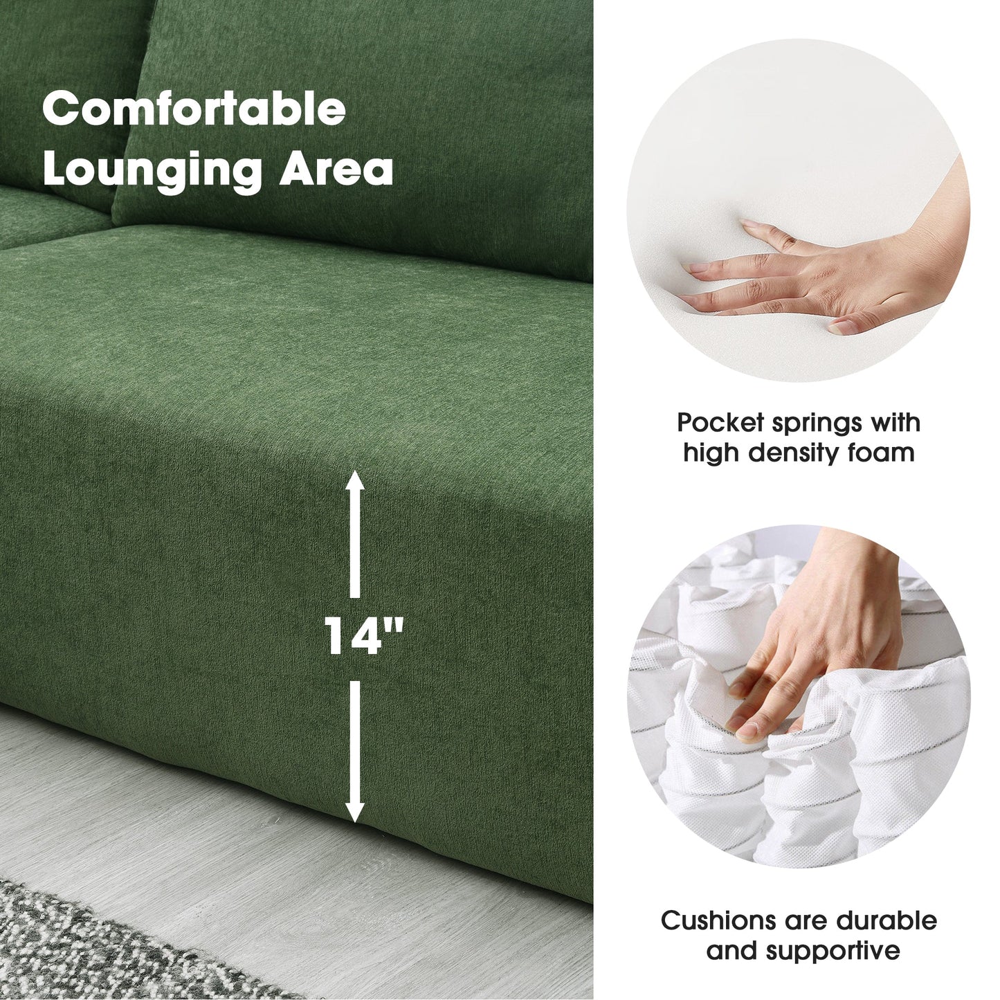 Wesley 2 Piece L Shaped Sectional Sofa with 2 Pillows