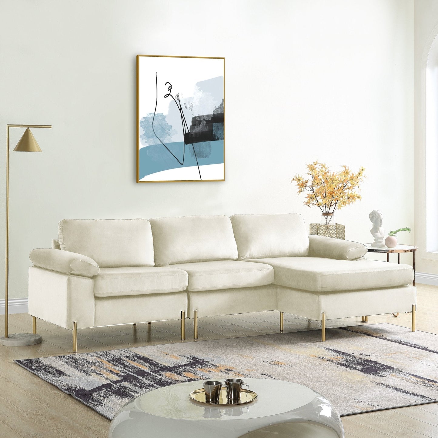 Whisper L-Shaped Sectional Sofa with Pillow Top Arms and Chaise