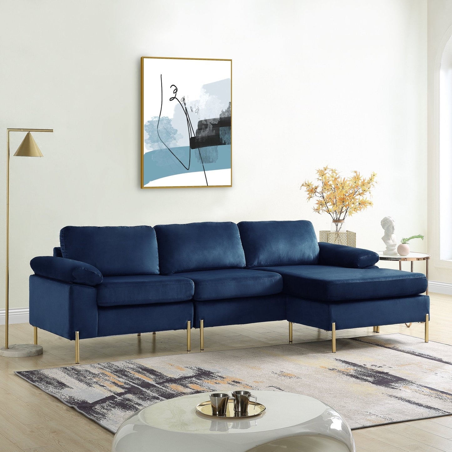 Whisper L-Shaped Sectional Sofa with Pillow Top Arms and Chaise