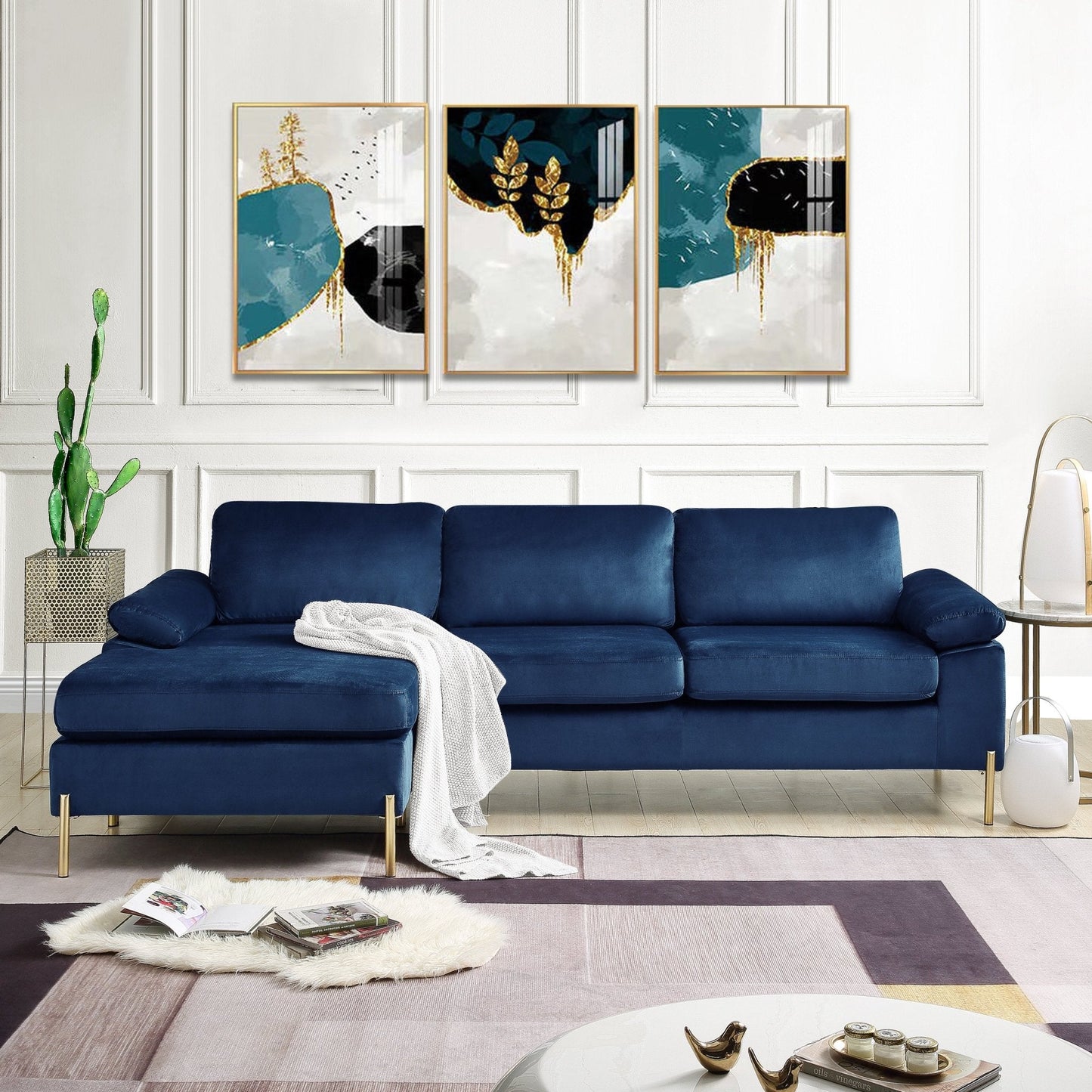 Whisper L-Shaped Sectional Sofa with Pillow Top Arms and Chaise