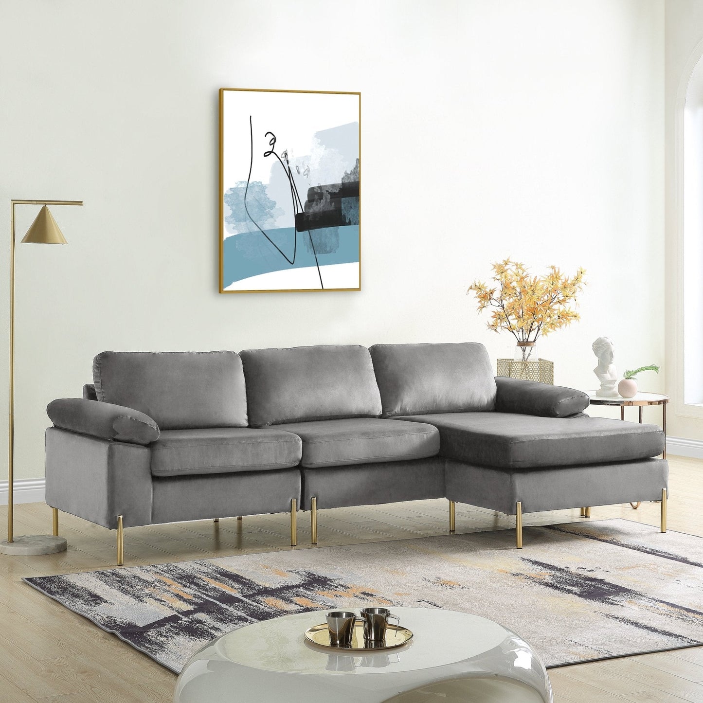 Whisper L-Shaped Sectional Sofa with Pillow Top Arms and Chaise