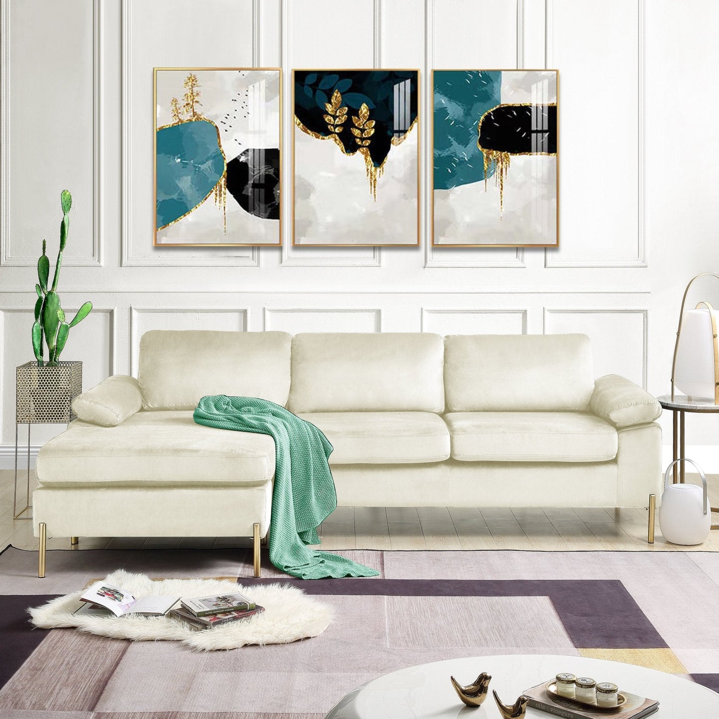 Whisper L-Shaped Sectional Sofa with Pillow Top Arms and Chaise