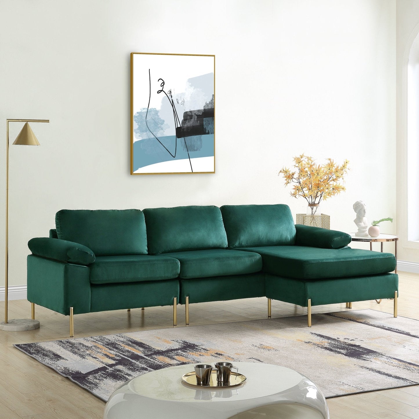 Whisper L-Shaped Sectional Sofa with Pillow Top Arms and Chaise
