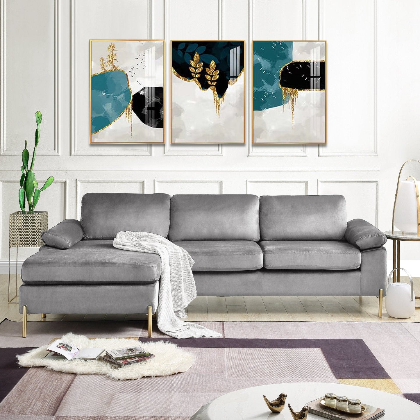 Whisper L-Shaped Sectional Sofa with Pillow Top Arms and Chaise
