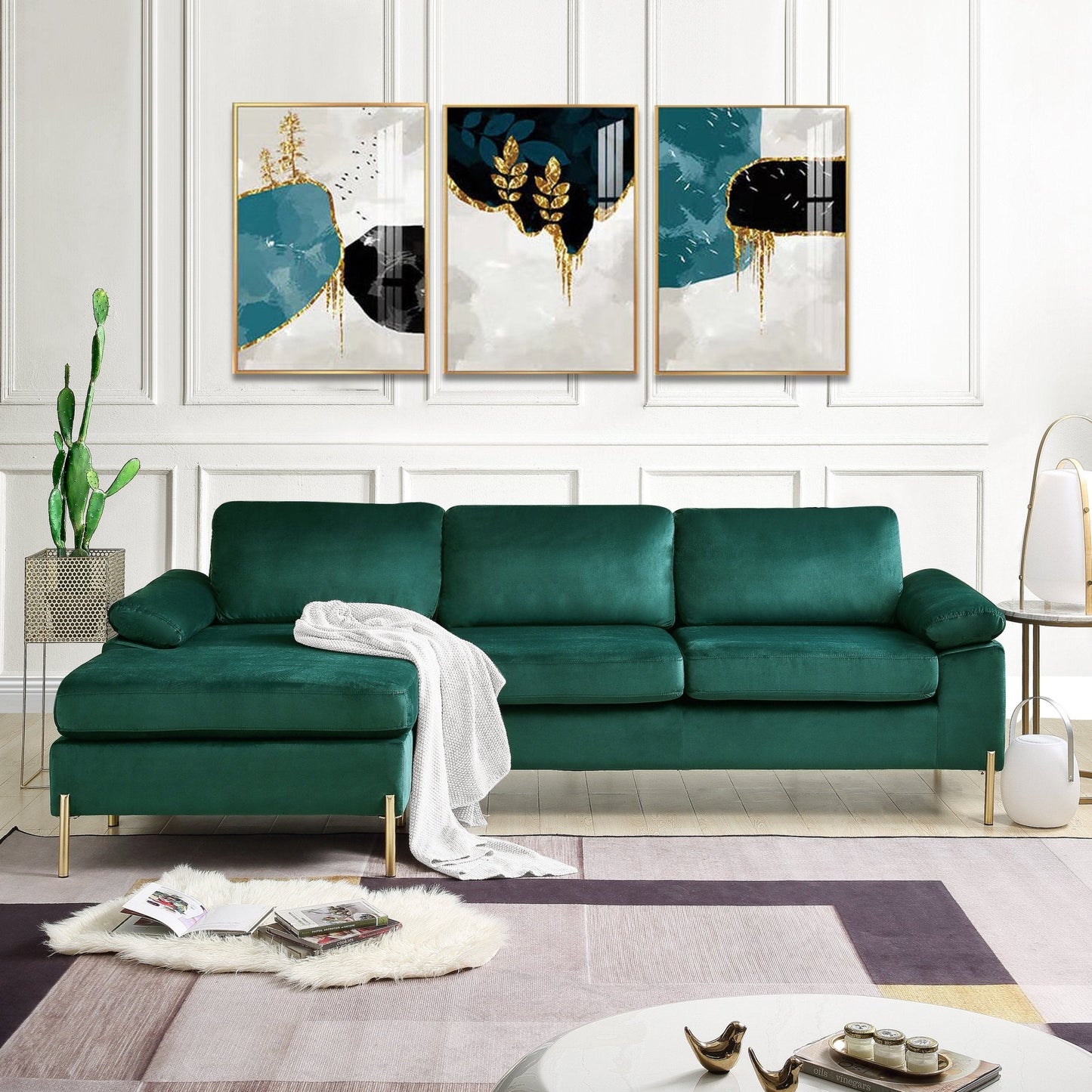 Whisper L-Shaped Sectional Sofa with Pillow Top Arms and Chaise