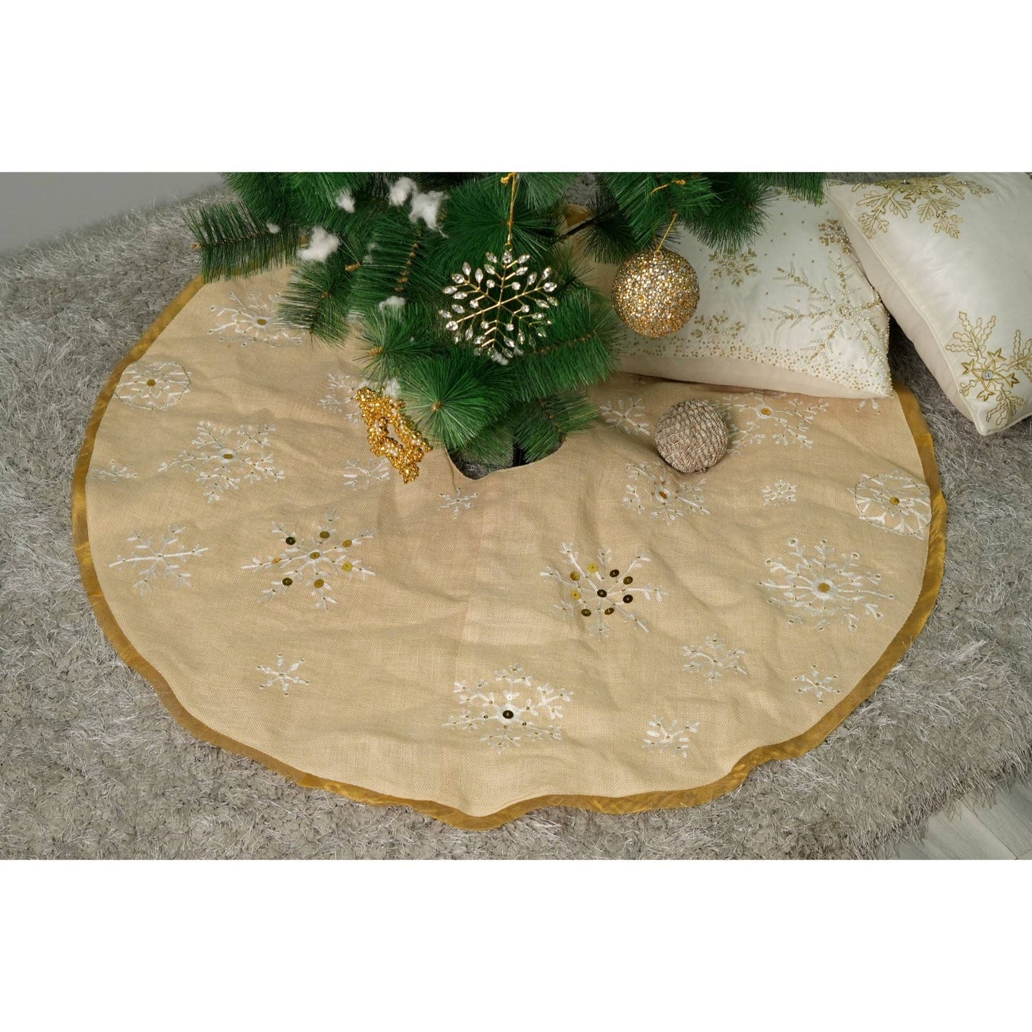 Embroidered Snowflakes Tree Skirt