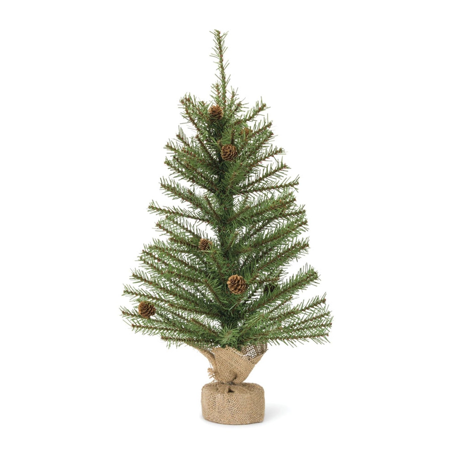 Mini Pine Tree with Burlap Bag Base and Pinecone Accents, Set of 2