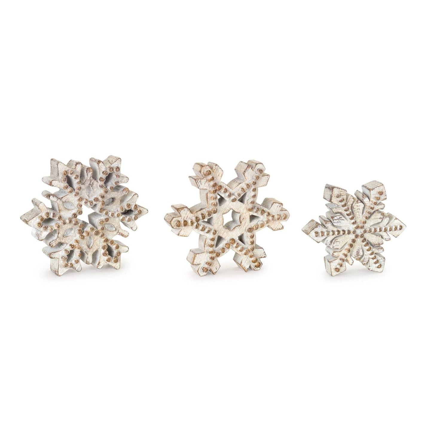 Beaded Wood Design Snowflake Décor, Set of 3
