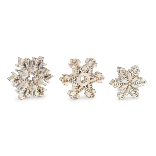 Beaded Wood Design Snowflake Décor, Set of 3