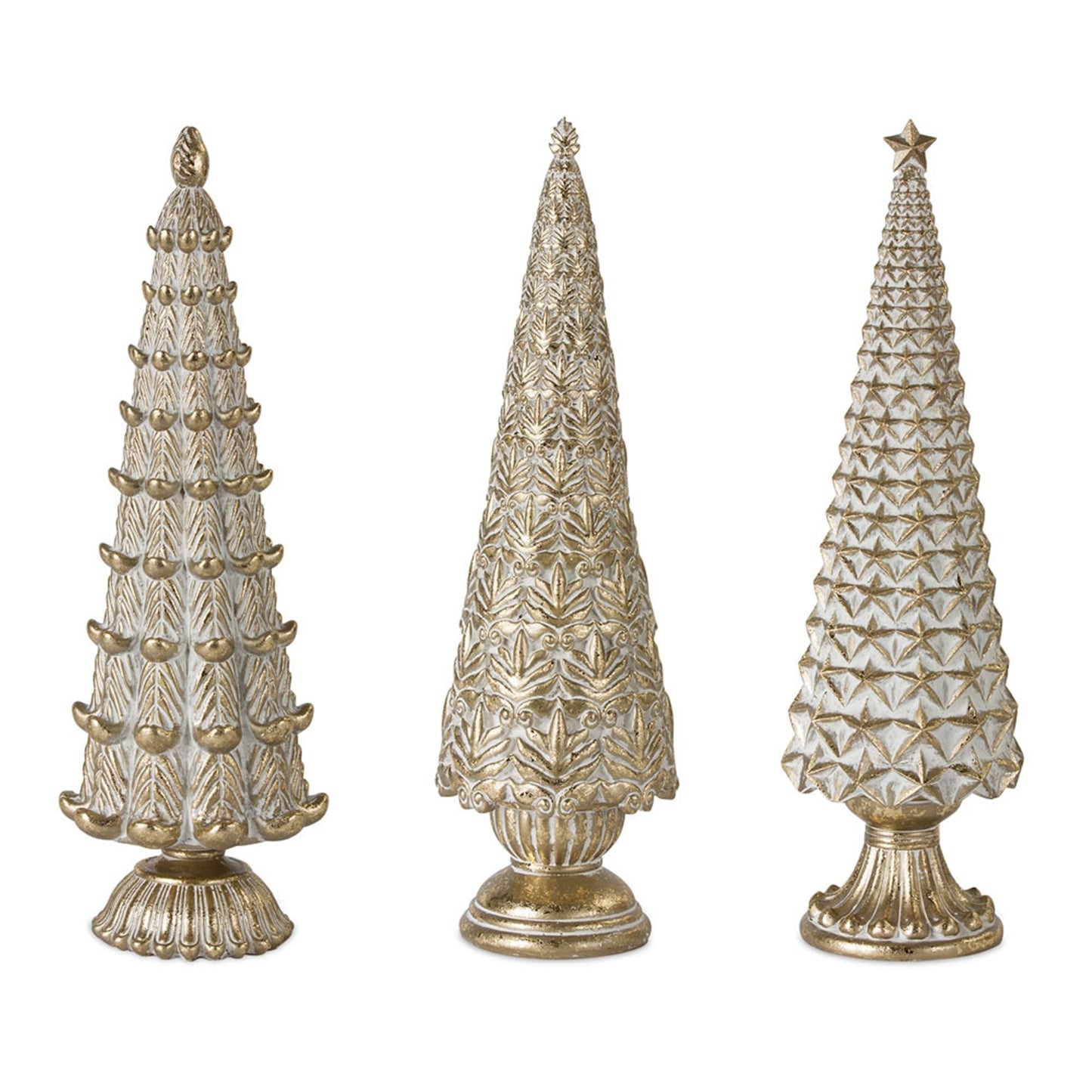 Geometric Holiday Tree with Gold Finish, Set of 3