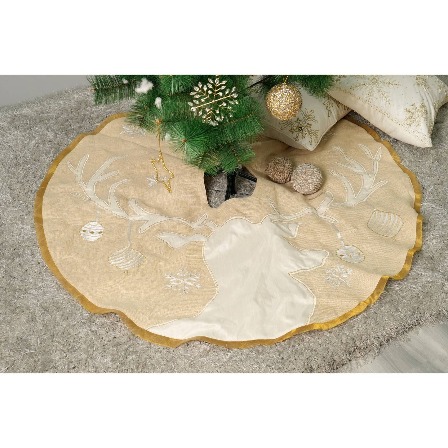 Reindeer Embroidered Tree Skirt