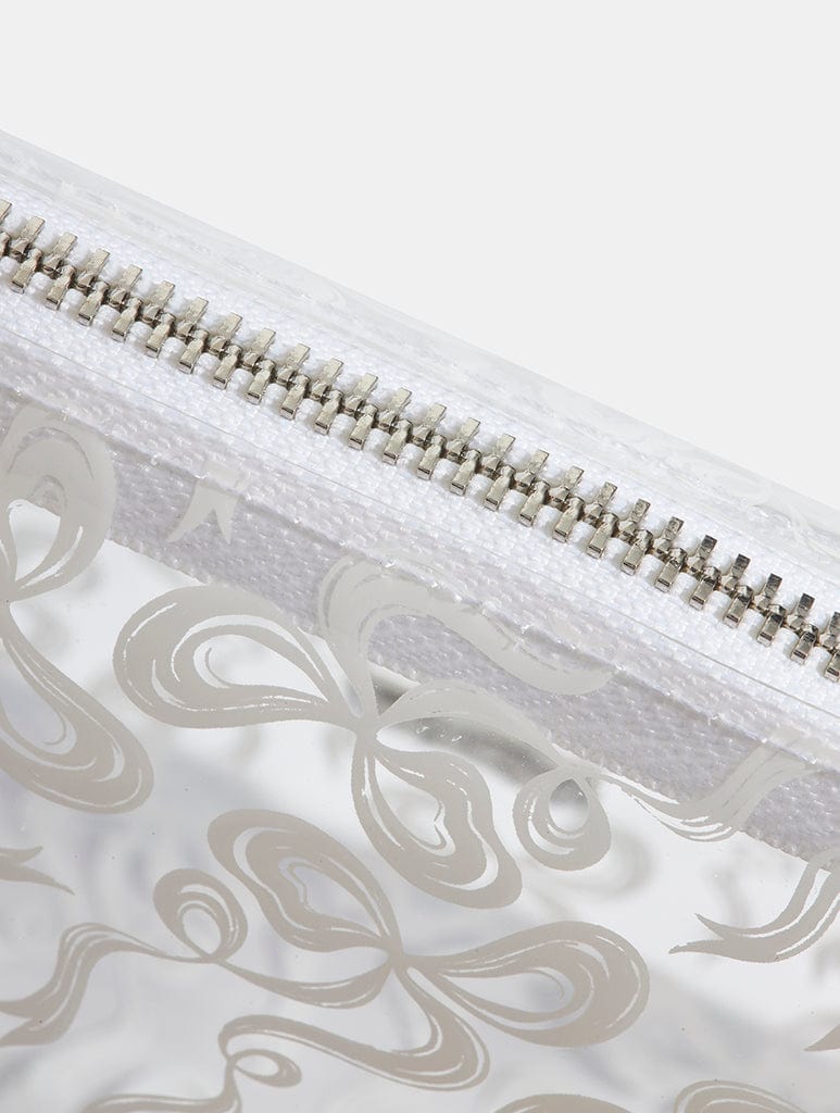 White Bow Swirl Wash Bag