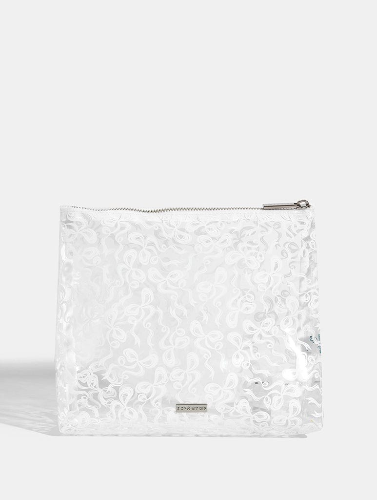 White Bow Swirl Wash Bag