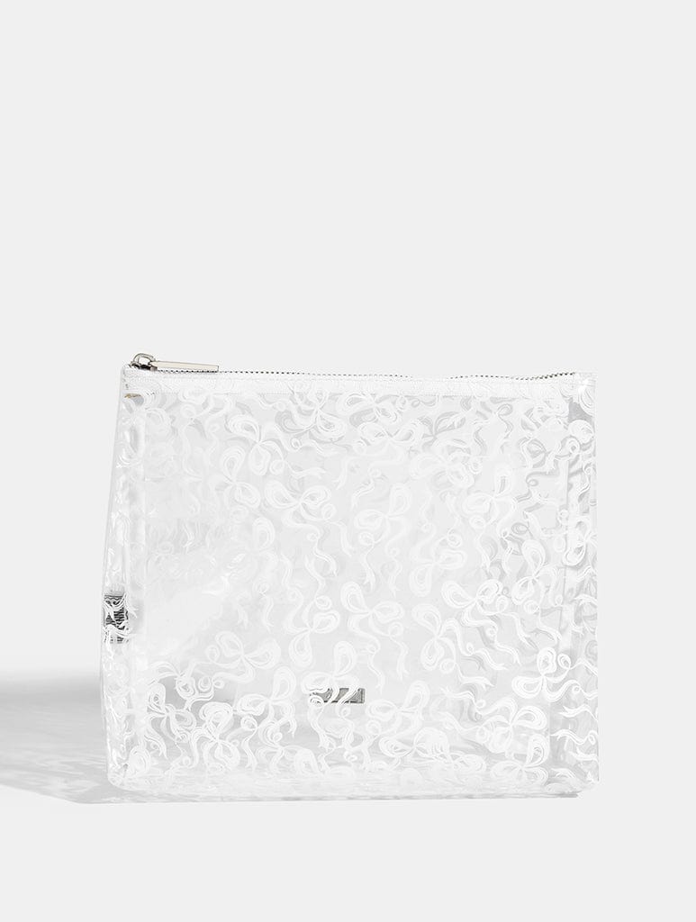 White Bow Swirl Wash Bag
