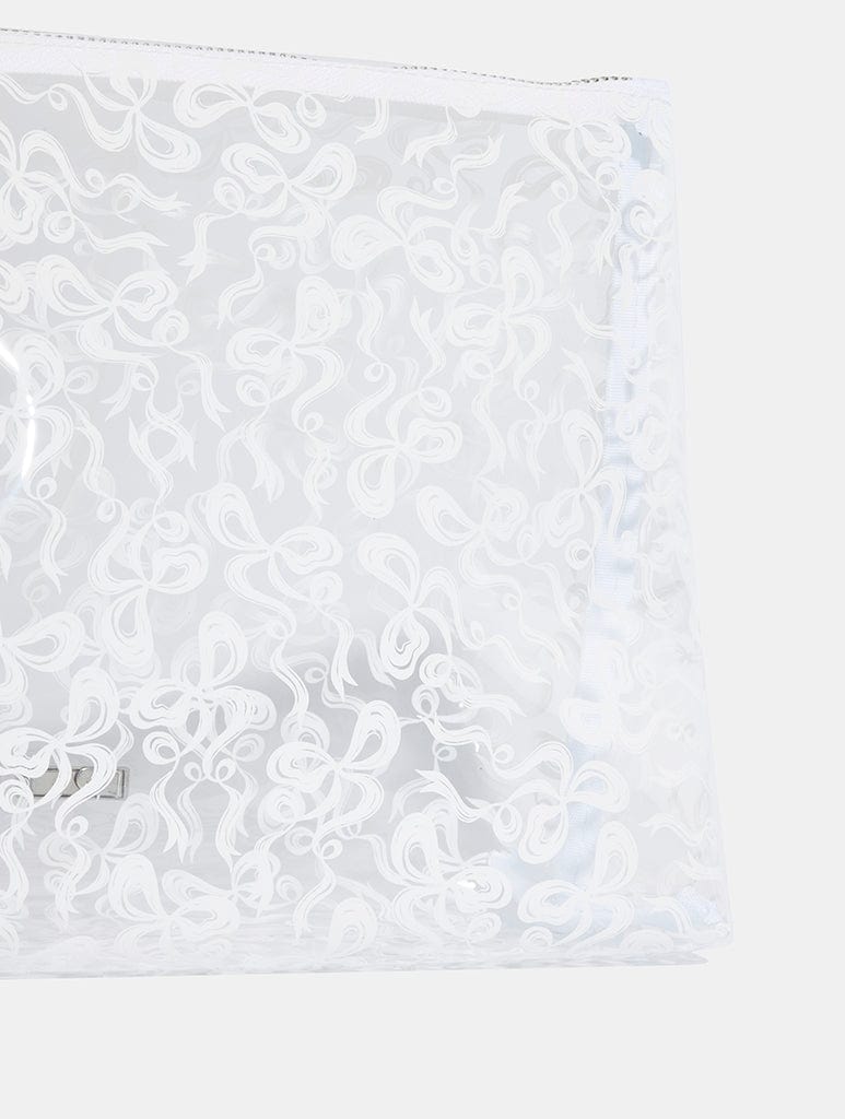 White Bow Swirl Wash Bag