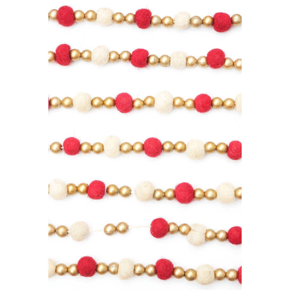 Pompom Garland Red / White