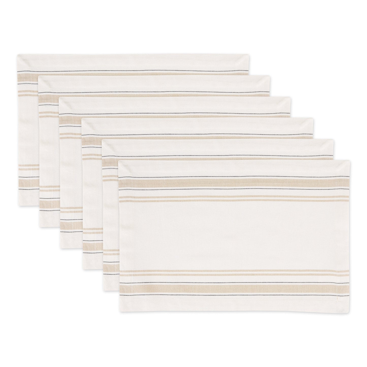 White Chambray French Stripe Placemats, Set Of 6