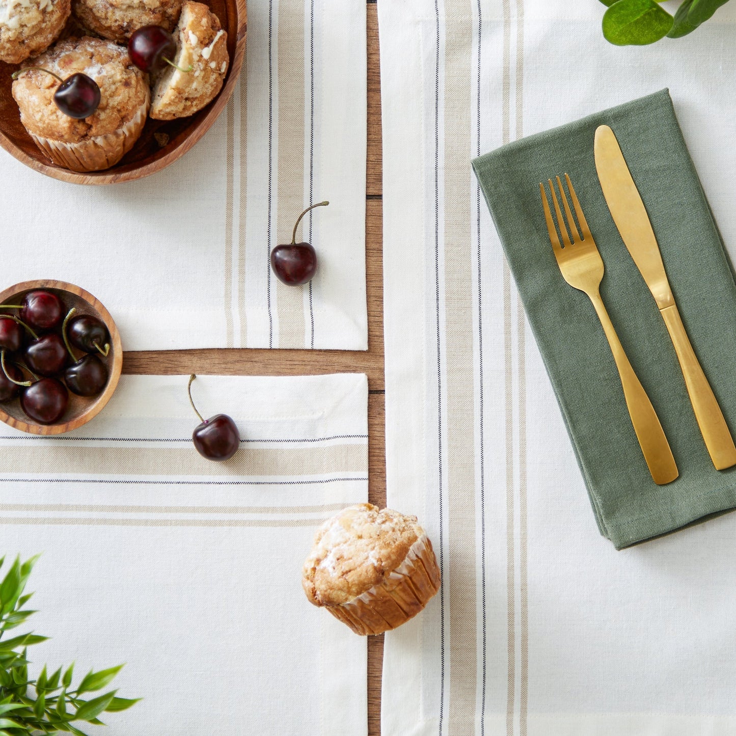 White Chambray French Stripe Placemats, Set Of 6
