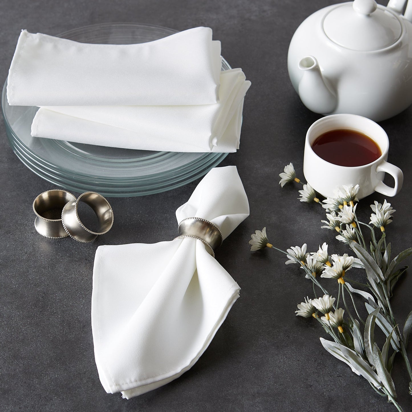 White Commercial Quality 18"X18" Napkins, Set Of 6