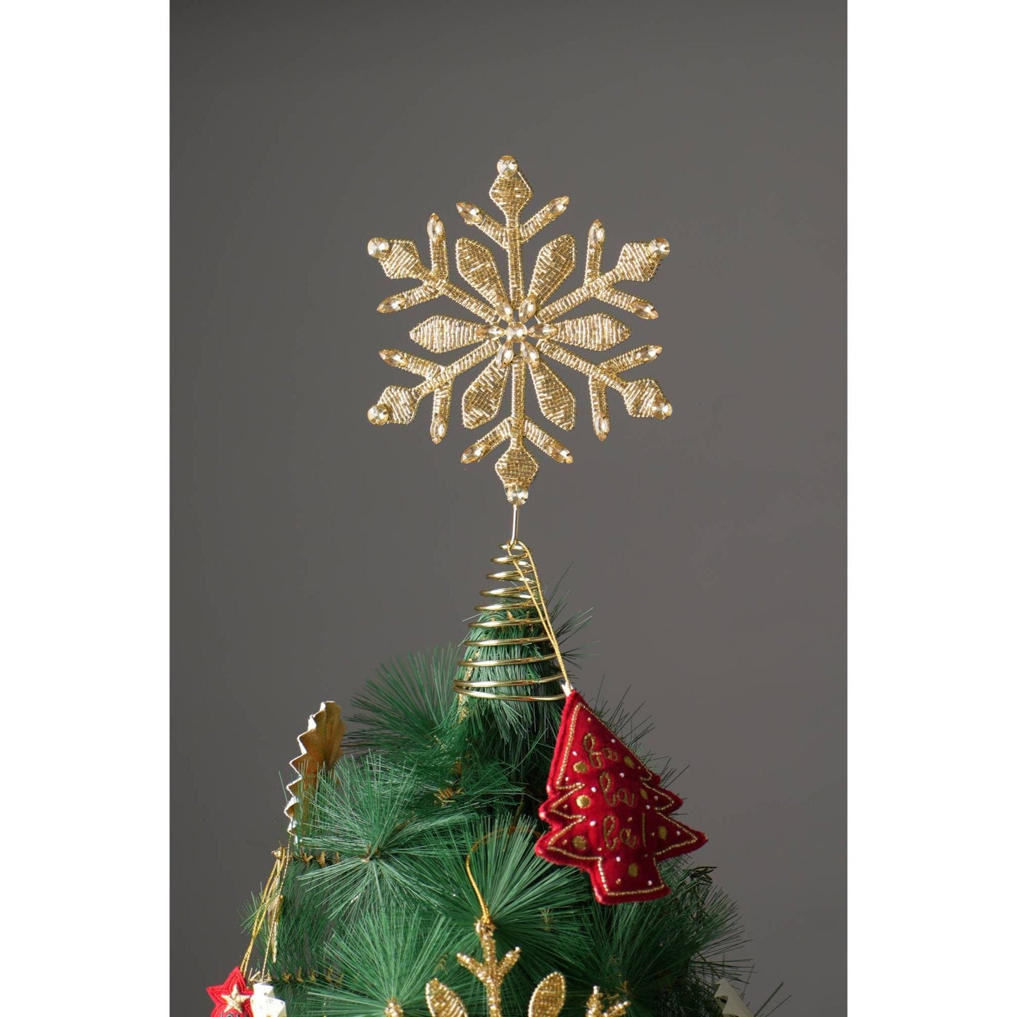 Golden Bead Work Tree Topper, Set of 2