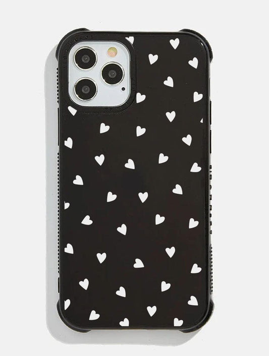 White Ditsy Heart Shock iPhone Case