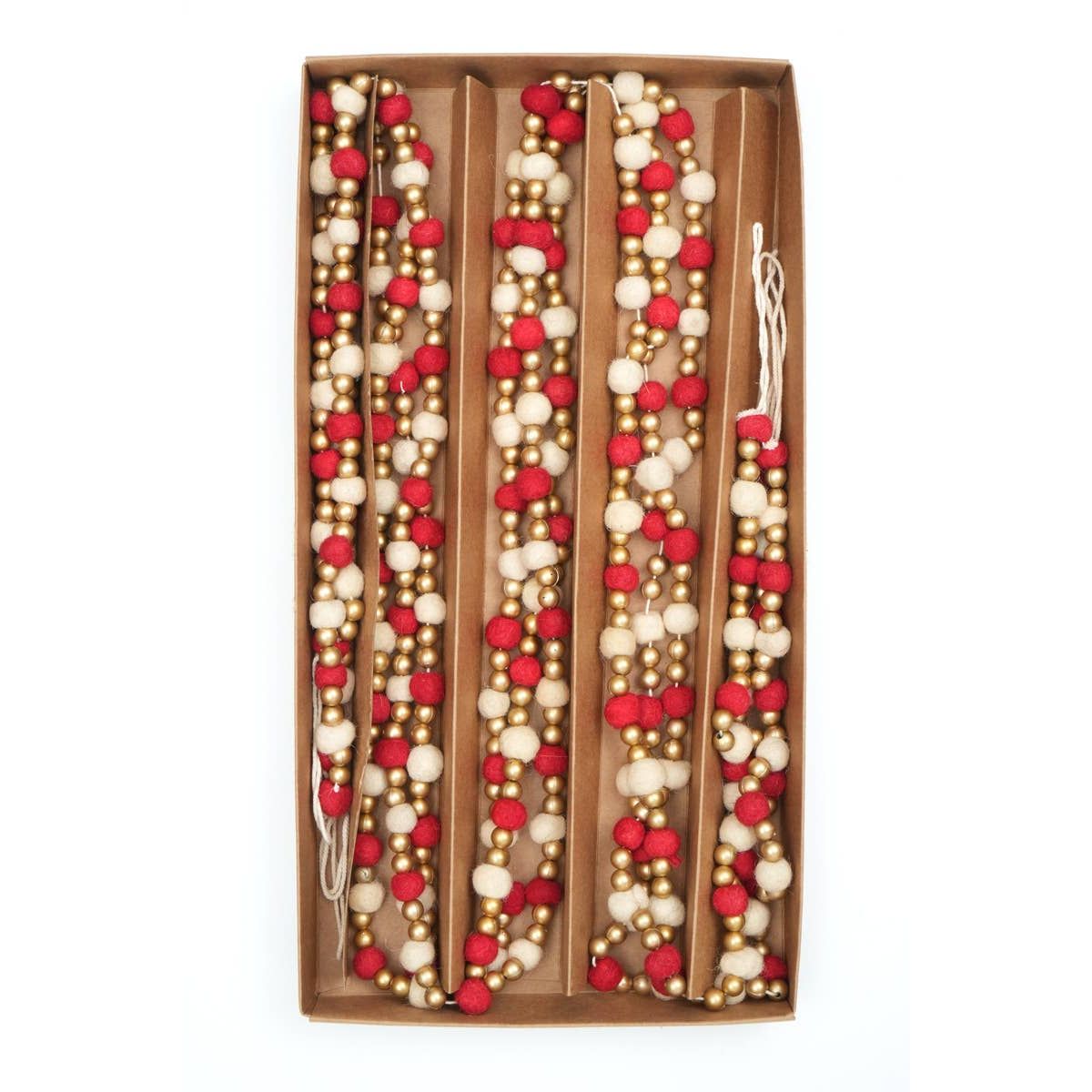 Pompom Garland Red / White