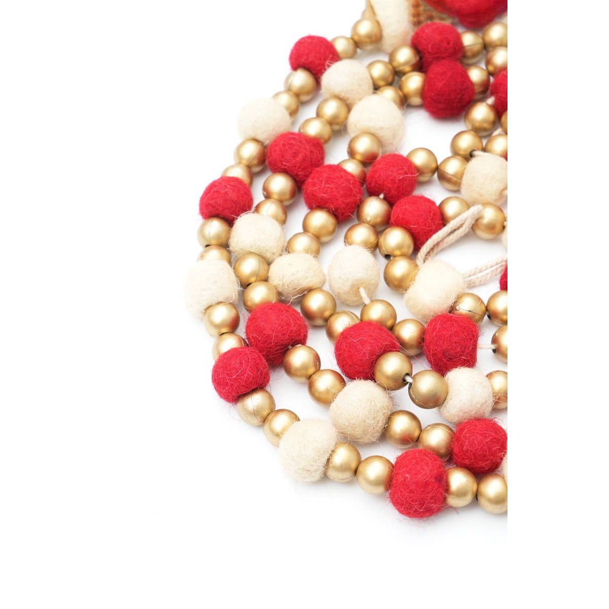 Pompom Garland Red / White
