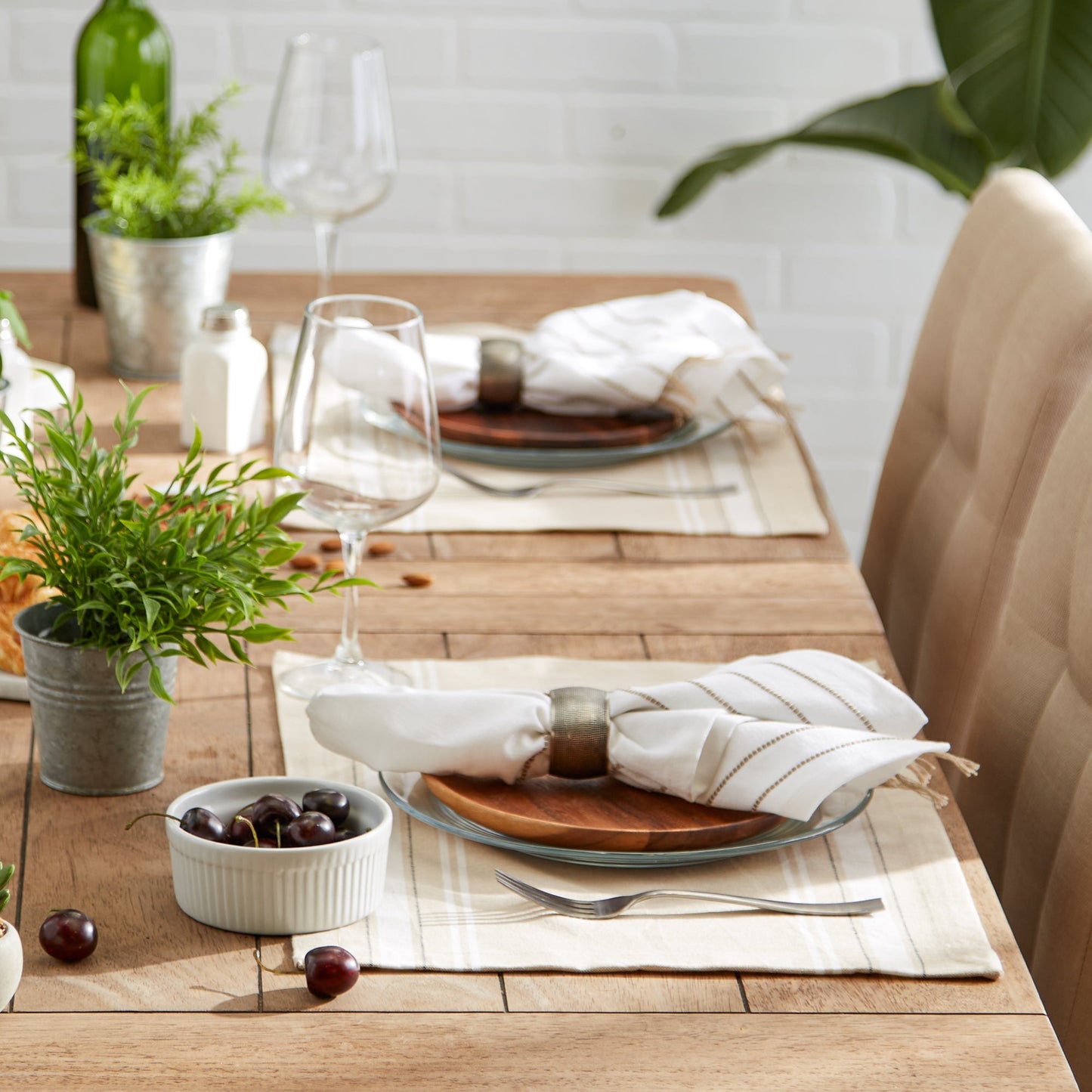 White French Stripe Placemats, Set Of 6