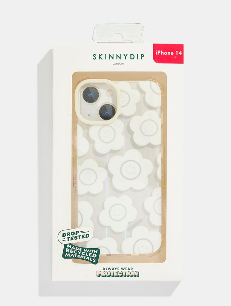 White Happy Flower Shock iPhone Case
