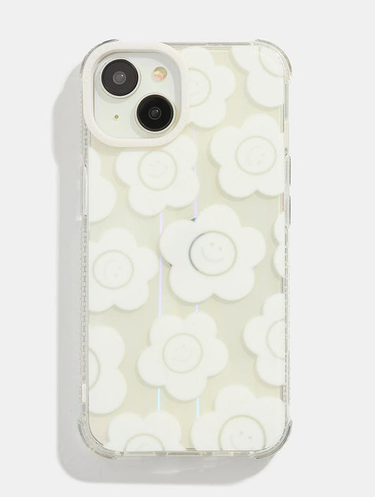 White Happy Flower Shock iPhone Case