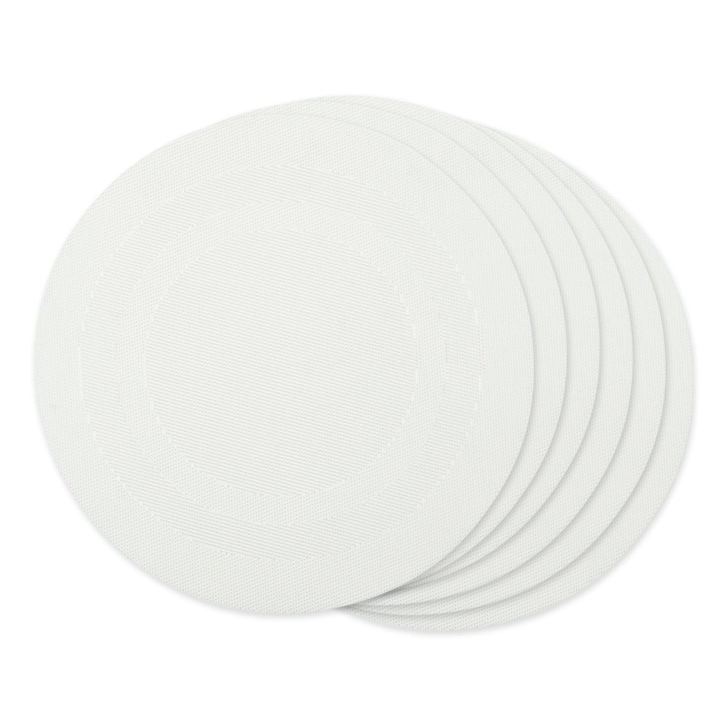 White Round  Double-Frame Placemats, Set Of 6