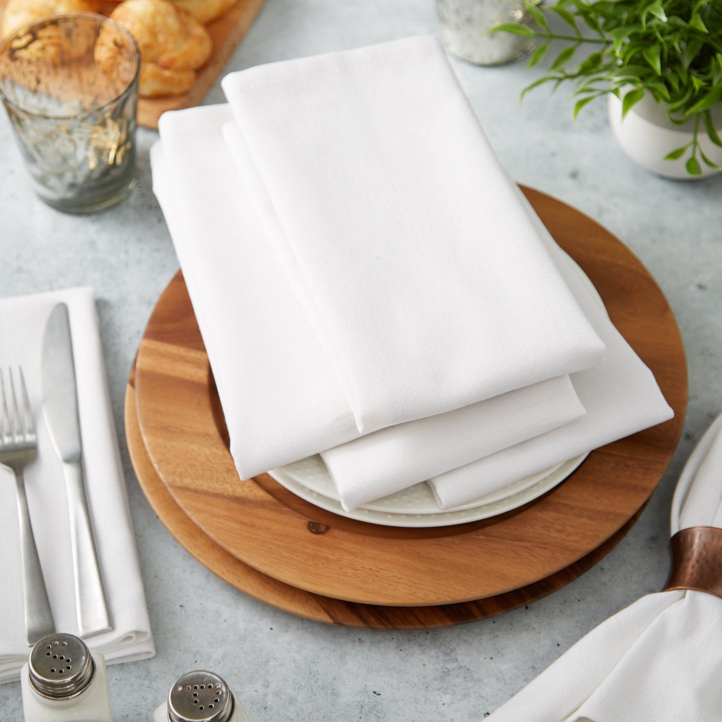White Solid Napkins, Set Of 6