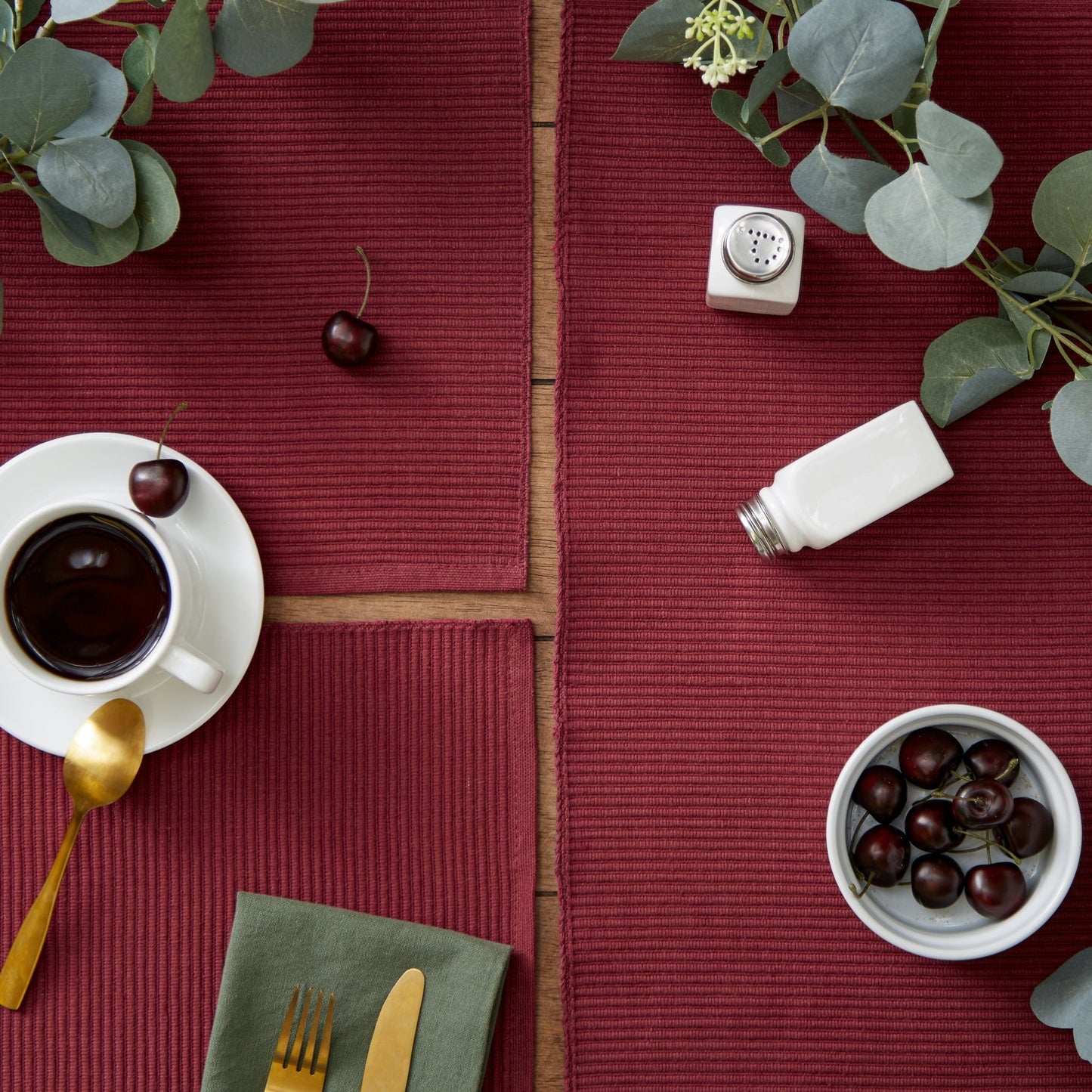 Wine Ribbed Placemats, Set Of 6