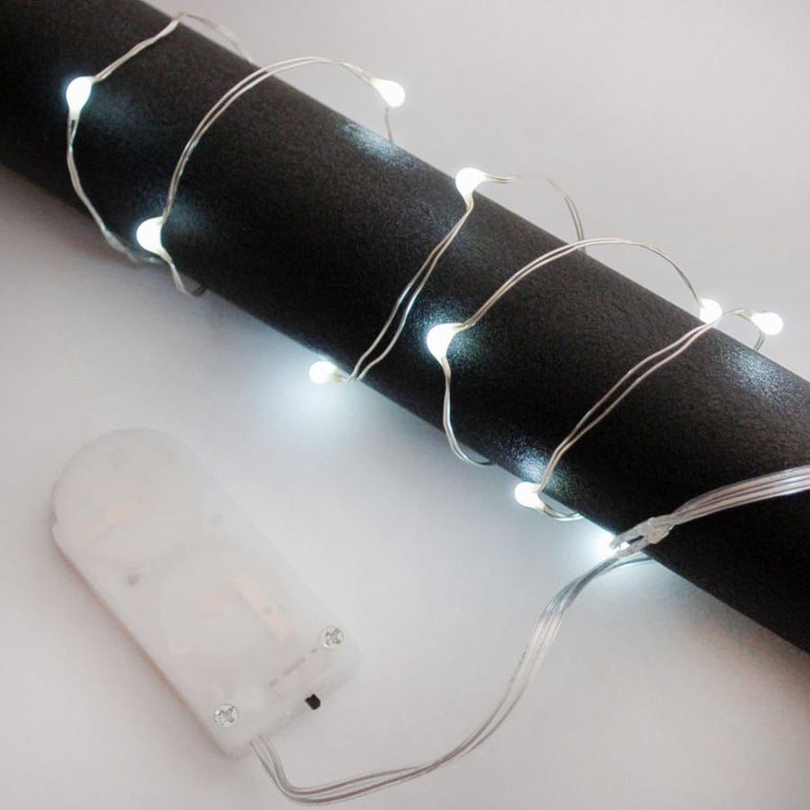 Wire Light LED Strand - 12 Cool White LEDs + Coin Cell Holder [discontinued]