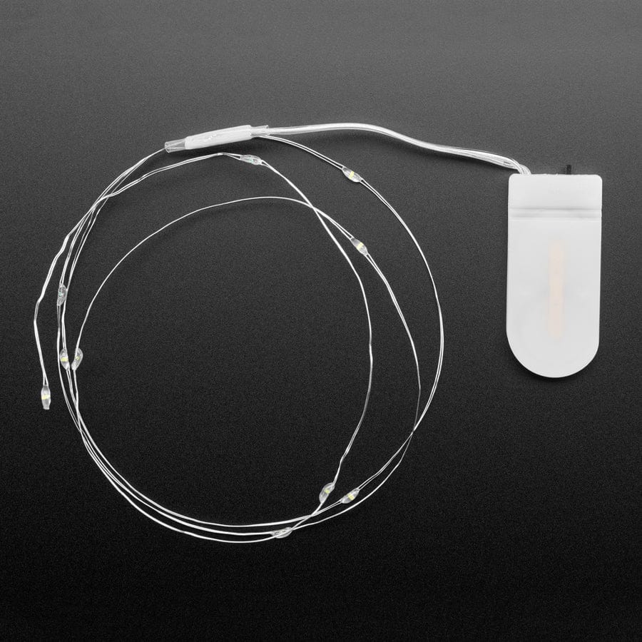 Wire Light LED Strand - 12 Cool White LEDs + Coin Cell Holder [discontinued]