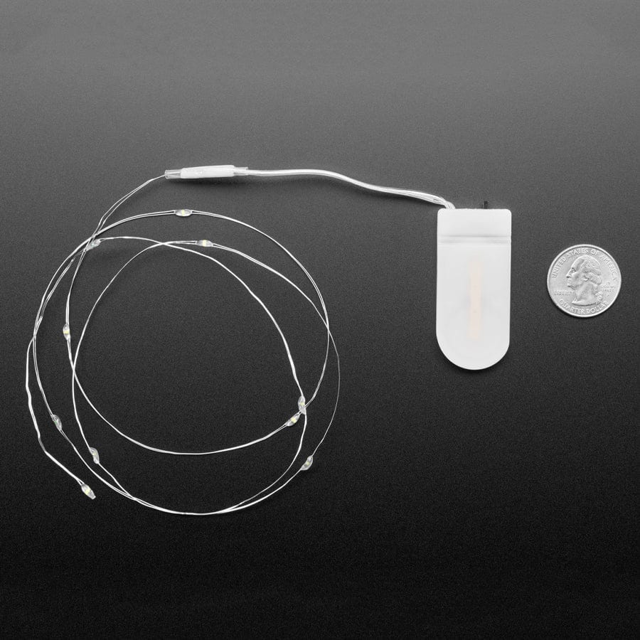 Wire Light LED Strand - 12 Cool White LEDs + Coin Cell Holder [discontinued]