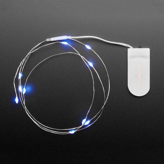 Wire Light LED Strand - 12 Cool White LEDs + Coin Cell Holder [discontinued]