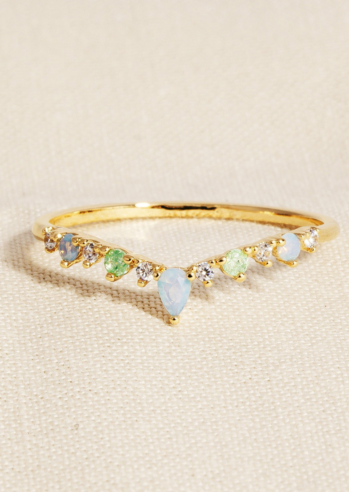 Delicate Gem Wishbone Ring