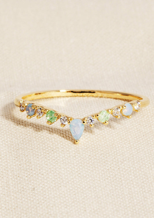 Delicate Gem Wishbone Ring