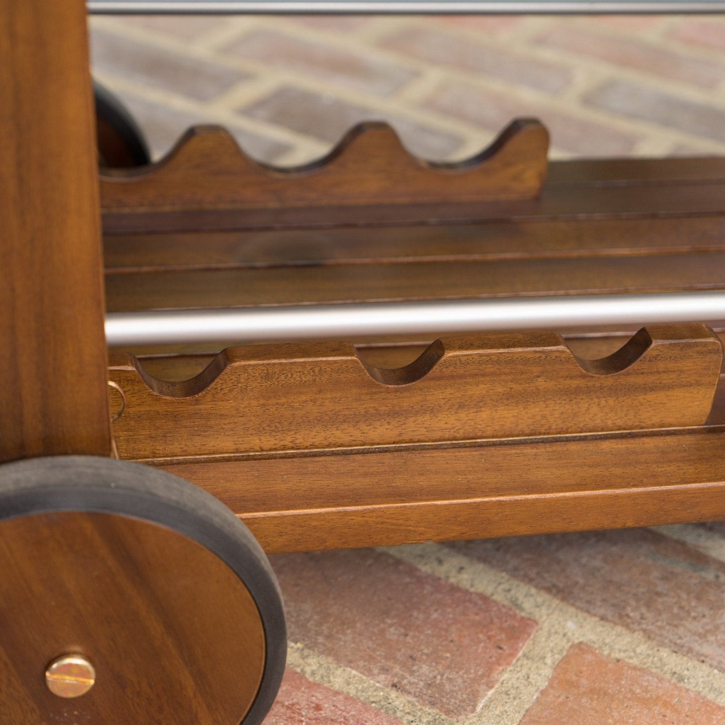 Wood and Aluminum Bar Cart with Two Shelves