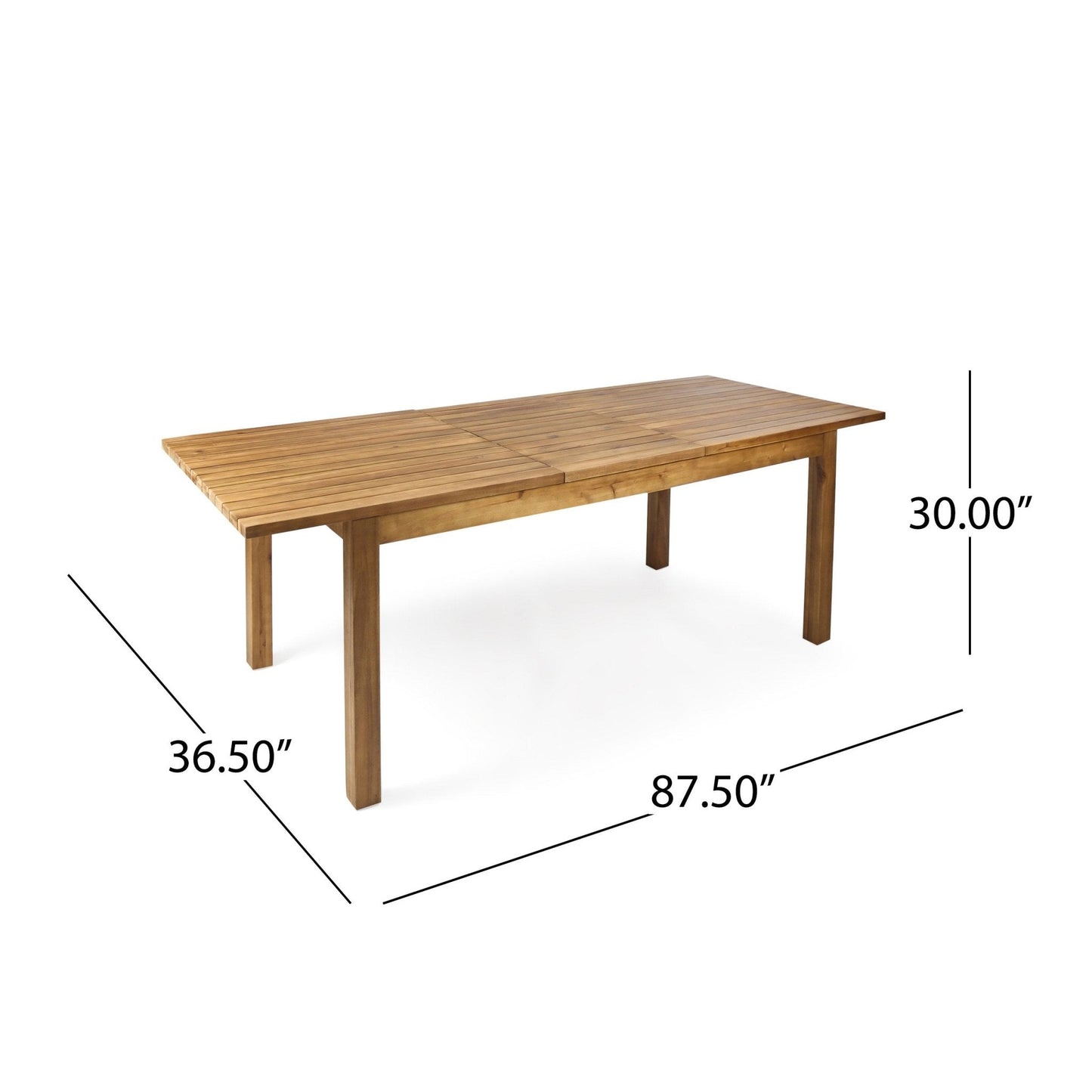 Wooden Dining Table with Adjustable Top Table and Slat Design