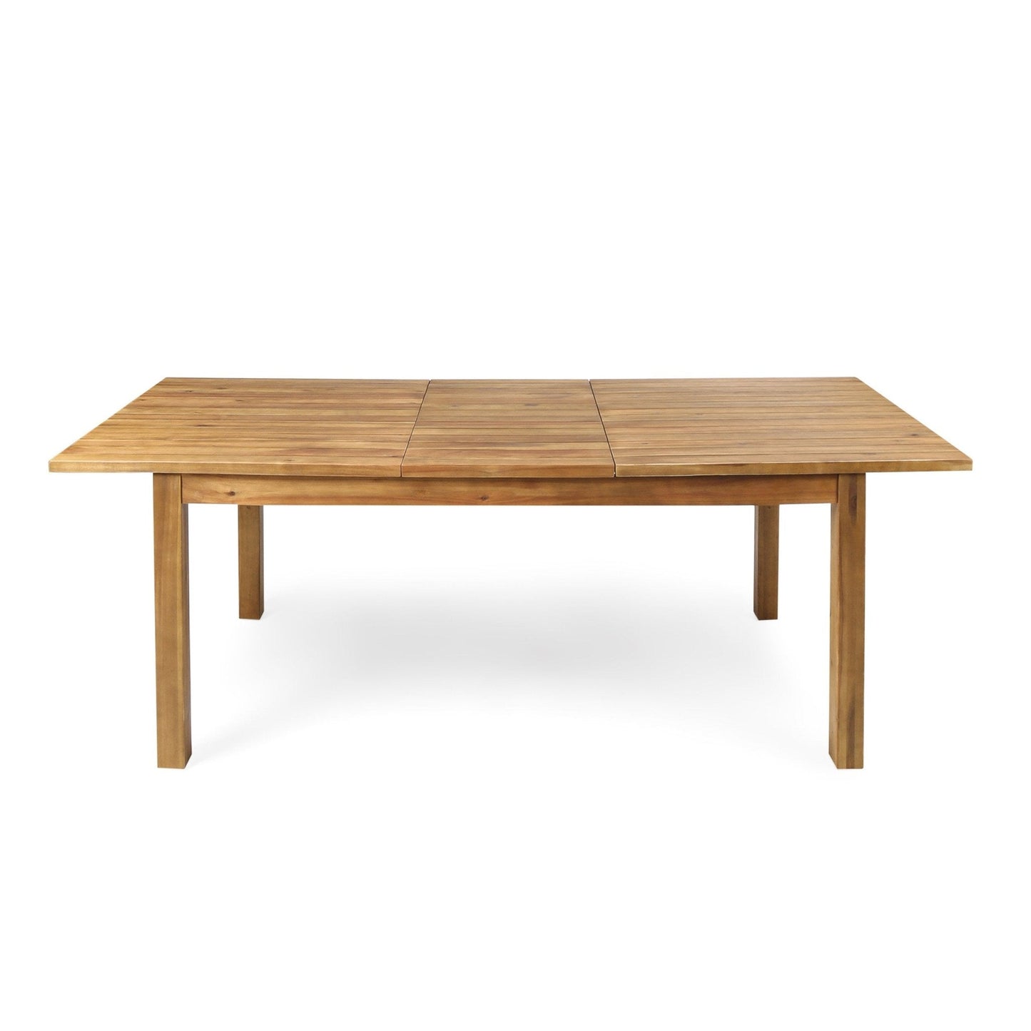 Wooden Dining Table with Adjustable Top Table and Slat Design